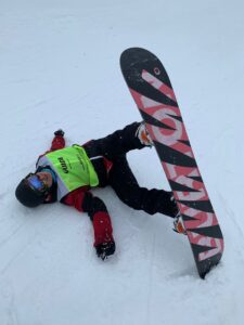 Ook een snowboardbegeleider kan uitgeteld zijn