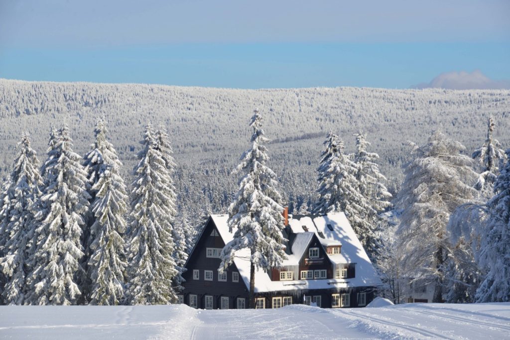 Prezidentská chata in de sneeuw