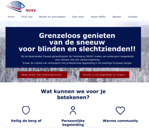 Voorpagina van de nieuwe NVSV-website